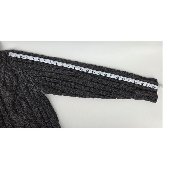 GAP Cable Knit Chunky Cardigan Gray Women's Large Roll Collar Academia Old Money - Picture 4 of 8